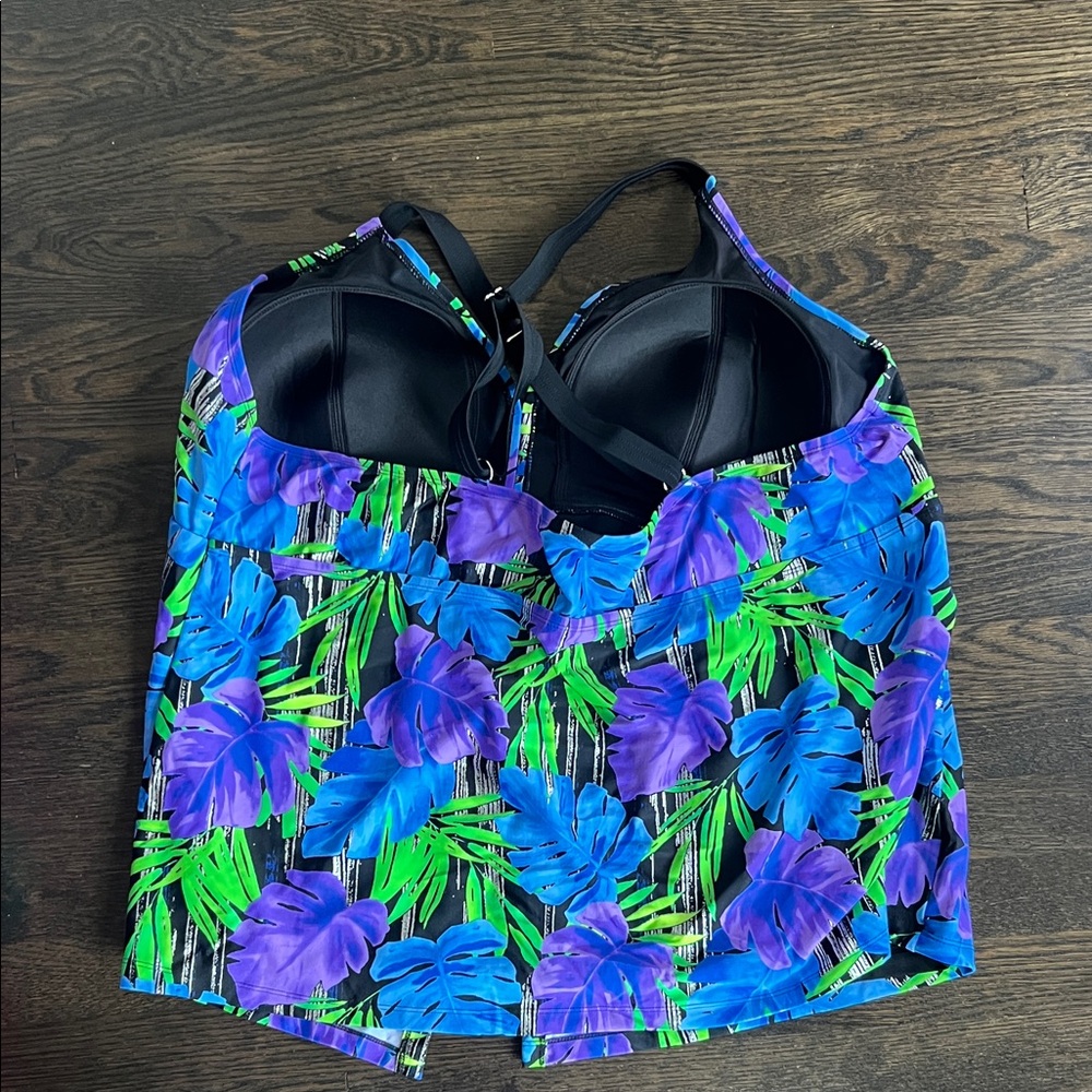 NEW Catherine’s Women’s Swim Dress / Swim Coverup Vibrant Blue, Purple and Green - Picture 4 of 6